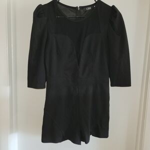 CBR Women's Short Black Romper with Mesh Peekaboo Bust.